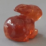 KG-075 Hand Carved genuine Natural Spessartite Garnet in Rabbit bunny animals Shape January birthstone gem gemstone Statue 8cts